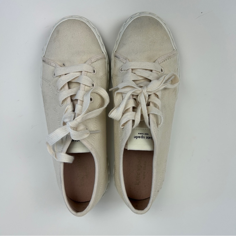 Kate Spade New York Vale Cream canvas sneakers size 6B - Picture 4 of 5